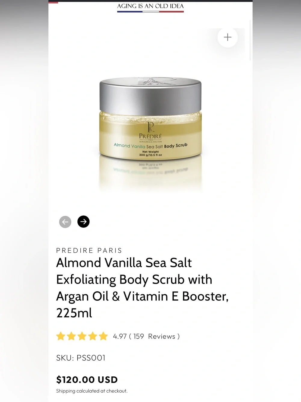 Prédiré Almond Vanilla Sea Salt Body Scrub - 10.5 fL oz